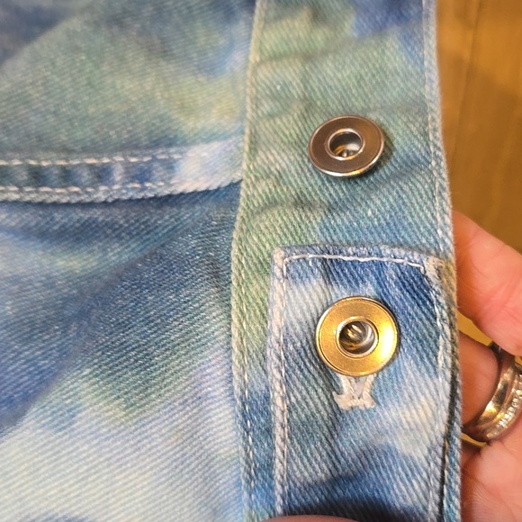 3.1 Phillip Lim Stylish Blue/Green Tie-Dye Denim Jean Jacket - Picture 10 of 11